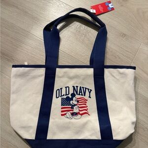 Old Navy x Mickey Mouse Disney Canvas Tote Bag with Blue Trim
